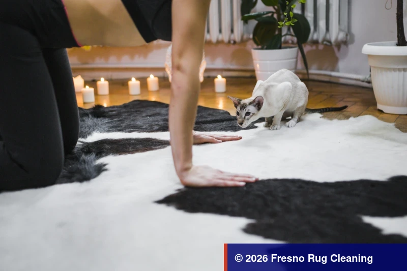 Removing pet hair from an area rug