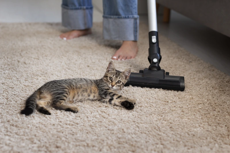 Pet urine and odor treatment on an area rug